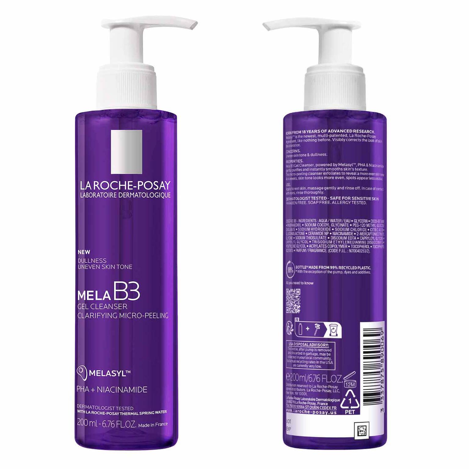 mela-b3-facial-gel-cleanser-with-melasyltm-niacinamide-b5 7_LaRochePosay-Product-MelaB3-MelaB3Cleanser-200ml-03337875890069-Back Packshot_REV.jpg